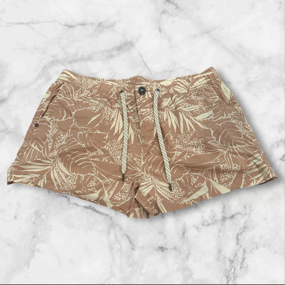 Vuori Ripstop Shorts Womens Size XL Palm Tree Organic Cotton Hiking Drawstring